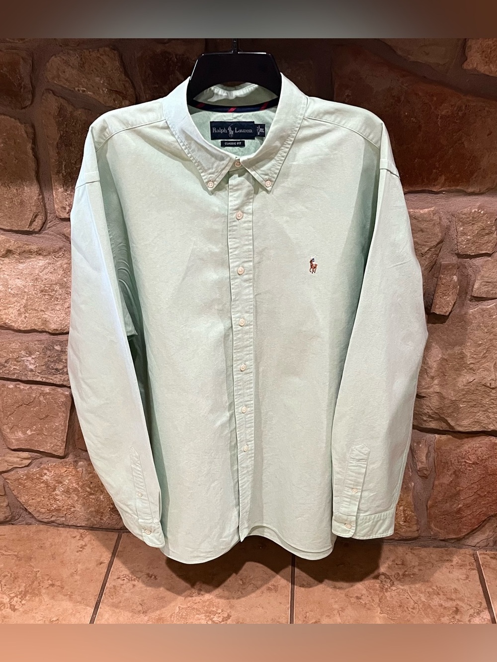 Ralph Lauren Light Green Oxford Shirt Mens XXL Button Down Pony Logo Classic Fit